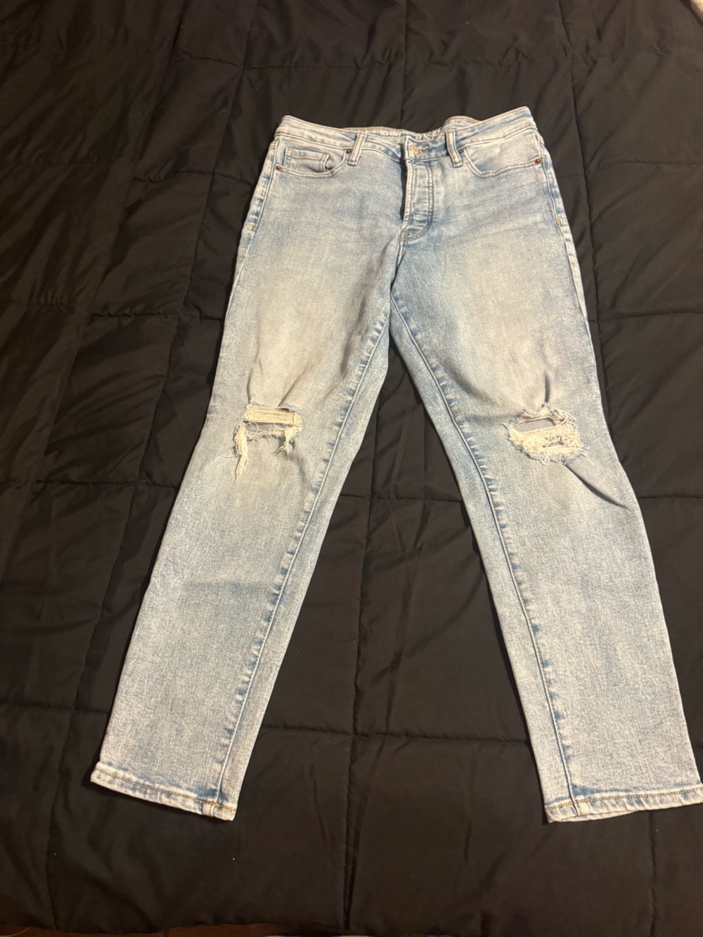 Old Navy Light Blue Straight Leg Distressed Jeans